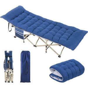 Campingbett mit Matratze, klappbares Gästebett, robuste Konstruktion, bequeme Matratze, Tragetasche und Seitentaschen, ideal für Campingausflüge oder Gartenliege