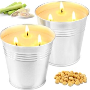 Zwei große Citronella-Kerzen für den Einsatz im Freien, 2 x 15 oz, natürliche Sojawachs Kerzen mit Zitronella-Duft, ideale Geschenkidee für Camping-Ausflüge und Picknicks.