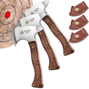 Freelander Beil Axt Set 3-teilig, 20CM Camping Beil Kleine Leichte, Full Tang Handbeil mit Scheide, Mini Wikinger Axt Klein Outdoor für Bushcraft, hochwertiger Kohlenstoffstahl, kompakter und leichter Entwurf