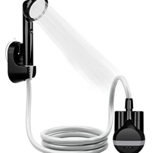 Campingdusche mit Pumpe, wiederaufladbarer Akku und 2m Duscheschlauch für Outdoor-Duschen im Garten, Strand oder während Camping- und Reisezwecken.
