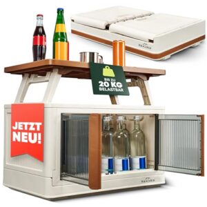 VANDRIX Campingschrank faltbar mit Tischfunktion - Ultraleicht (3,9 kg), in 1 Minute aufgebaut, wetterfest, 20 kg Traglast, stabil auf Sand/Kies, ideal für Vanlife, Zelt & Outdoor-Reisen