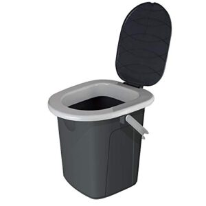 Campingtoilette mit aufklappbarem WC-Sitz und hygienischer Verwendung, perfekt für Camping- oder Bootsausflüge