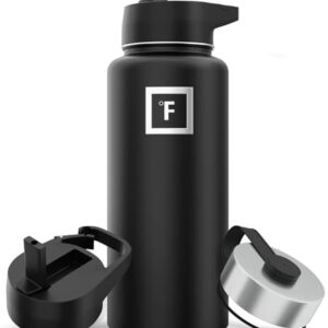 Edelstahl Trinkflasche mit Strohhalm für Sport, Gym, Reisen und Kinder - Kohlensäure geeignet, Auslaufsicher, Thermosflasche, BPA frei
