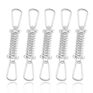 Sonnensegel Befestigung Set, 5 Stück Zugfedern mit Ösen für Camping und Outdoor, Spannfeder Sonnensegel Befestigung, 9,5 cm Zugfeder und 5 cm Karabiner für Zelt und Markisen