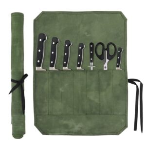Kochmessertasche mit 7 Steckplätzen, Canvas, grün, für Wandern und Camping