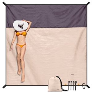 Sandfreie Stranddecke, super groß 220x200 cm, Picknickdecke Sanddicht Wasserdicht, Leicht Weiches Bequemes Langlebiges Material, breite Streifen, Strandmatte, Strandtuch