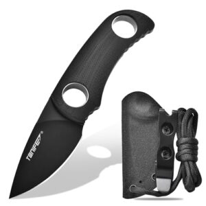 Tonifé Runer feststehendes Neck Knife mit Scheide und Lanyard. Outdoor-Messer für Everyday-Carry (EDC) mit vollständiger Tang-Klinge aus 8Cr14MoV-Stahl.