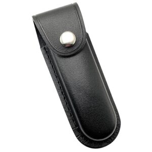 YHZNAGEM Messertasche aus hochwertigem Leder, ideal für Klappmesser und Taschenmesser, mit Druckknopf und Schlaufe, schwarze Farbe, praktischer Gürtelorganizer