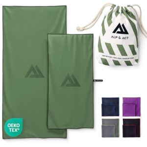 ALP & ACT Mikrofaser Handtuch 2er Set, recycelt, kompakt und leicht, perfekt für Strand, Reise oder Badezimmer