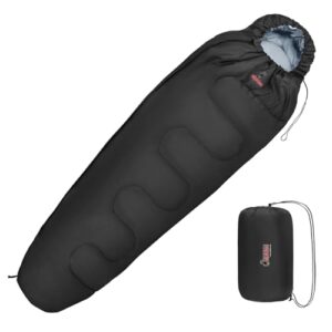ALPIDEX Schlafsack Mumienschlafsack 4 Jahreszeiten Duo Therm -17° C 400 GSM Kleines Packmaß Ultraleicht Reise Camping Trekking Outdoor Sleeping Bag Warm, Schwarz