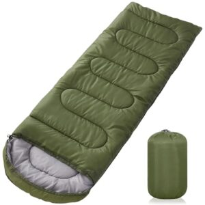Grüner Schlafsack mit Kompressionsbeutel, wasserdicht und atmungsaktiv, geeignet für 1-2 Personen in verschiedenen Jahreszeiten