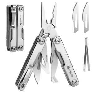 BIBURY Mini Multitool Zange mit unsichtbarer Pinzette, 10 in 1 EDC Multi Tool für Outdoor und Alltag