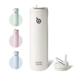 BOTTLE BOTTLE Isolierte Edelstahl Trinkflasche 750 ml mit Strohhalm, Deckel & Griff - Auslaufsicher, BPA-frei, Doppelwandig - Ideale Wasserflasche für Sport, Reisen & Fitness