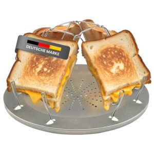Faltbarer Camping Toaster aus Edelstahl - Tragbar, klein und kompakt - Ideal für Outdoor-Aktivitäten wie Camping, Grillen und Wandern