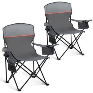 Faltbarer Campingstuhl 2er Set, Hochleistungsstuhl mit Armlehnen und Getränkehalter für Outdoor-Besitzer