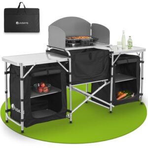 Juskys Campingküche faltbar mit Tragetasche - Outdoor Camping Küche Campingschrank klappbar in Schwarz