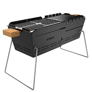 Knister mobiler Holzkohlegrill mit Edelstahlrost und Made in Germany Qualität, ideal für Camping und Feuer machen, schwarze Farbe, 2-6 Personen