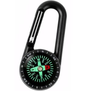 Kompass mit Karabinerhaken, ideal für Outdoor-Aktivitäten wie Camping, Wandern und Klettern. Hochpräzise Navigation und multifunktionales Tool.