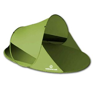 outdoorer Wurf-Strandmuschel Zack II grün, Pop-up Strandmuschel, selbstaufbauend, UV 60 Sonnenschutz, Windschutz, großes Strandzelt für Kinder und Erwachsene