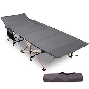 Campingbett, Feldbett, Klappbar, Extra Breit, 71cm, 226kg Tragkraft, Stabil Faltbar, Gästebett, Zelten, Wandern, Reisen, Strand, Garten, Grau