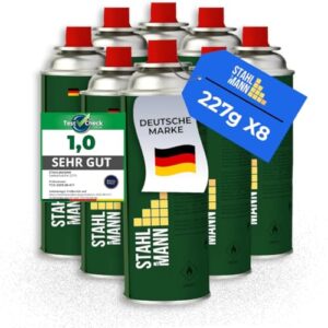 Hocheffiziente und zuverlässige Gaskartuschen von STAHLMANN, ideal für Camping, Grillen, Kochen und Outdoor-Aktivitäten mit hoher Effizienz und gleichmäßiger Brennleistung ohne störenden Geruch.