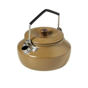 Thous Winds Edelstahl Camping Wasserkocher, 0.6L Kompakt Outdoor Teekocher, Ultraleichter Pfeifkessel Teekanne Kaffeekanne für Indoor, Outdoor, Camping, Wandern, Picknick - Khaki