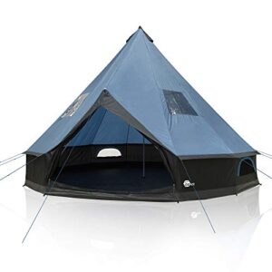 Tipi-Zelt für Familien, großes Campingzelt mit 400 cm oder 500 cm Durchmesser, UV-50+ Schutz und eingenähtem Boden