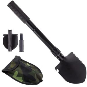 Multifunktionale Klappschaufel mit 4-fach-Funktionen: Spaten, Schaufel, Pickaxe und Hammer. Ideal für Gartenarbeit, Camping, Wandern, Jagen und Outdoor-Aktivitäten.