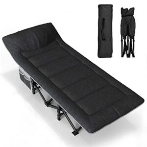 Campingbett feldbett klappbar, extra breit und faltbar, ideal für Outdoor-Ausflüge, Zelt mit eigenen Kopfkissen, langlebiger Stahlrahmen und 3-in-1-Tasche