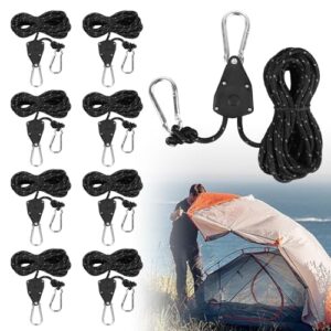 Reflektierende Abspannseile für Camping und Zelten, 8 x Seile mit Spanner und Haken, Ø 4mm Einstellbar, ideal für Outdoor-Ausrüstung