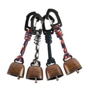 Alriedy Anti Bär Glocken Set, 4 Stück, Metall Vintage Kuhglocke mit Stummschaltung, perfekt für Outdoor-Wanderungen und Tierhalsbänder.