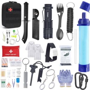 Einsetzbares Survival-Wasserfilter für den Einsatz in der Wildnis, Outdoor-Emergency-Survival-Kit, Ausrüstung für Wandern und Camping