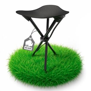 Kleiner Campinghocker faltbar und ultraleicht, 41cm hoch, schwarz, robuster Dreibeinhocker, tragbarer Klapphocker für das Abenteuer