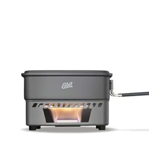 Esbit Trockenbrennstoffkochset, Camping Kocher 1100 ml aus hartanodisiertem Aluminium, inkl. Deckelaufhängung, Campingkocher Set, Schwarz, Trockenbrennstoff, Camping Ausrüstung, Kochen im Freien