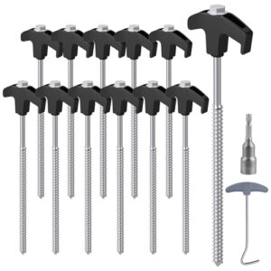 Zeltheringe aus Stahl mit Bit und Nagelzieher für Camping und Outdoor-Aktivitäten, 12 Stück, Schwarz und Silber