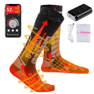Beheizte Socken für Herren und Damen, elektrische Heizsocken mit APP-Fernbedienung, ideal für Outdoor-Aktivitäten wie Jagd, Wandern, Camping und Skifahren