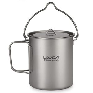 Ultralight titanium camping cooking pot mit klappbarem Griff und Deckel für Camping und Picknick