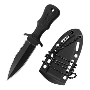 Messer Outdoor für Selbstverteidigung, Camping und Taschenmesser mit Kunststoff-Scheide und Kugelkette