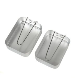 Zwei stapelbare Aluminiumdosen für Camping und Kochen, leichtes Messdosen-Set mit klappbaren Griffen, ideal für Outdoor-Abenteuer wie Camping, Festivals und Angelausflüge