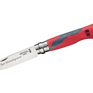 Robustes und zuverlässiges Messer für Kinder, OPINEL Kindermesser, Outdoor JUNIOR N° 7 mit Namensgravur, rot