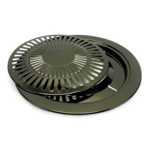 Grillaufsatz 2-teilig Ø 31 cm Grillplatte Grillrost für Campingkocher Gaskocher inkl. multifunktionalem Werkzeug für BBQ und Camping