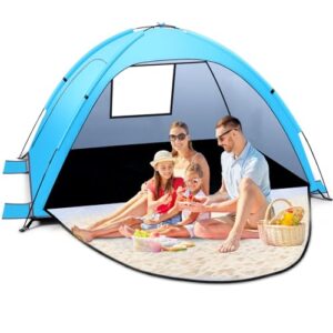 Tonfarb Strandmuschel, Tragbares Ultraleichtes Strandzelt für 2-3 Personen mit UV-Schutz 50+, einfacher Installation und Windschutz für Strandabenteuer