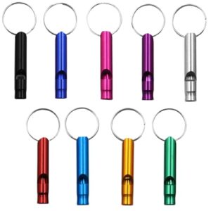 Aluminium-Pfeife 9 Stück Set, Signal Pfeife, lautstarkes Notfallsignal, Emergency Whistle mit Schlüsselanhänger für Outdoor-Aktivitäten wie Camping, Wandern oder Jagen