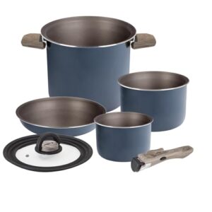 Hohes Kochgeschirr-Set aus Aluminium für Camping, 5+1 Stück, Ø 18 cm, Vakublock-Schutz, 2-4 Personen geeignet