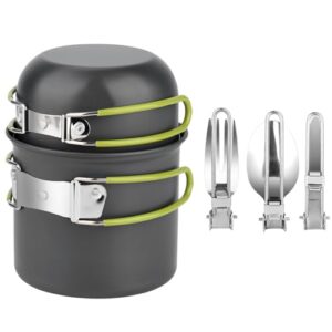 TAFONUP Camping Geschirr Set, Aluminium Camping Töpfe, Outdoor Kochgeschirr, Faltbarer Besteck für Picknick und Wandern, Komfortables und praktisches Outdoor-Ausrüstung