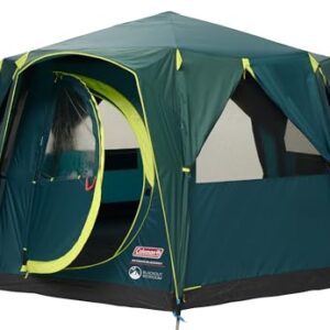 Coleman Zelt Octagon Blackout, 8 Mann Zelt, Familienzelt 8 Personen, Festivalzelt, Luxus Zelt, Steilwandzelt Hauszelt, 2 Türen, 7 Fenster, wasserdicht WS 2000 mm