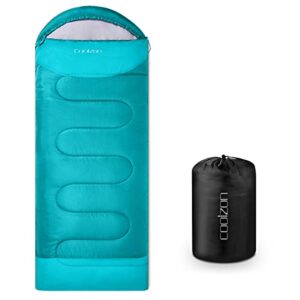 Coolzon Schlafsack Outdoor für Camping 3-4 Jahreszeiten, Erwachsene Deckenschlafsack Kleines Packmaß Ultraleicht Tragetasche, Weich Dick und Warm für Outdoor Camping, Reise, Wandern, Blau
