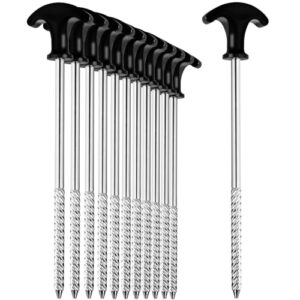 Hochwertige Camping-Zeltheringe aus Stahl, stabile und sturmsichere Erdnägel für Camping, Schraubheringe lange Heringe 21cm, robuste Erdnägel mit Gewinde und T-Griff
