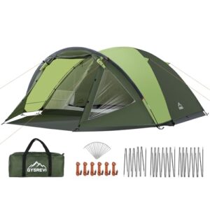 Gysrevi Camping Zelt mit Vorraum, Campingzelt für 3-4 Person, Kuppelzelt für 4 Personen mit Schlafzimmer, leichtes Outdoor Zelt für Camping, Wandern, Rucksackreisen - Grün