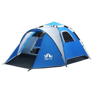 Night Cat Pop Up Zelt für 3-4 Personen, wasserdicht und atmungsaktiv, einfacher Aufbau zum Camping und Wandern